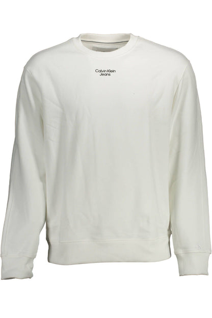 Elegant White Cotton Crewneck Sweater