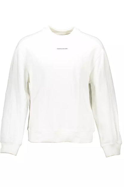 Sleek White Cotton Logo Sweatshirt