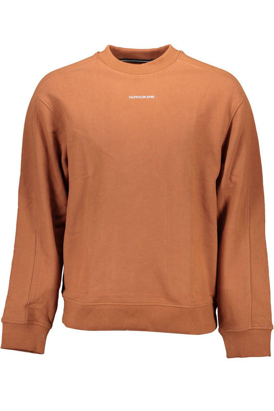 Elegant Brown Cotton Sweatshirt with Classic Logo