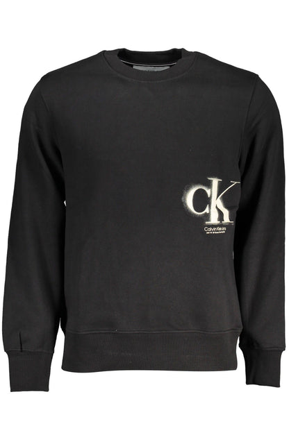 Sleek Black Cotton Sweatshirt with Logo Print