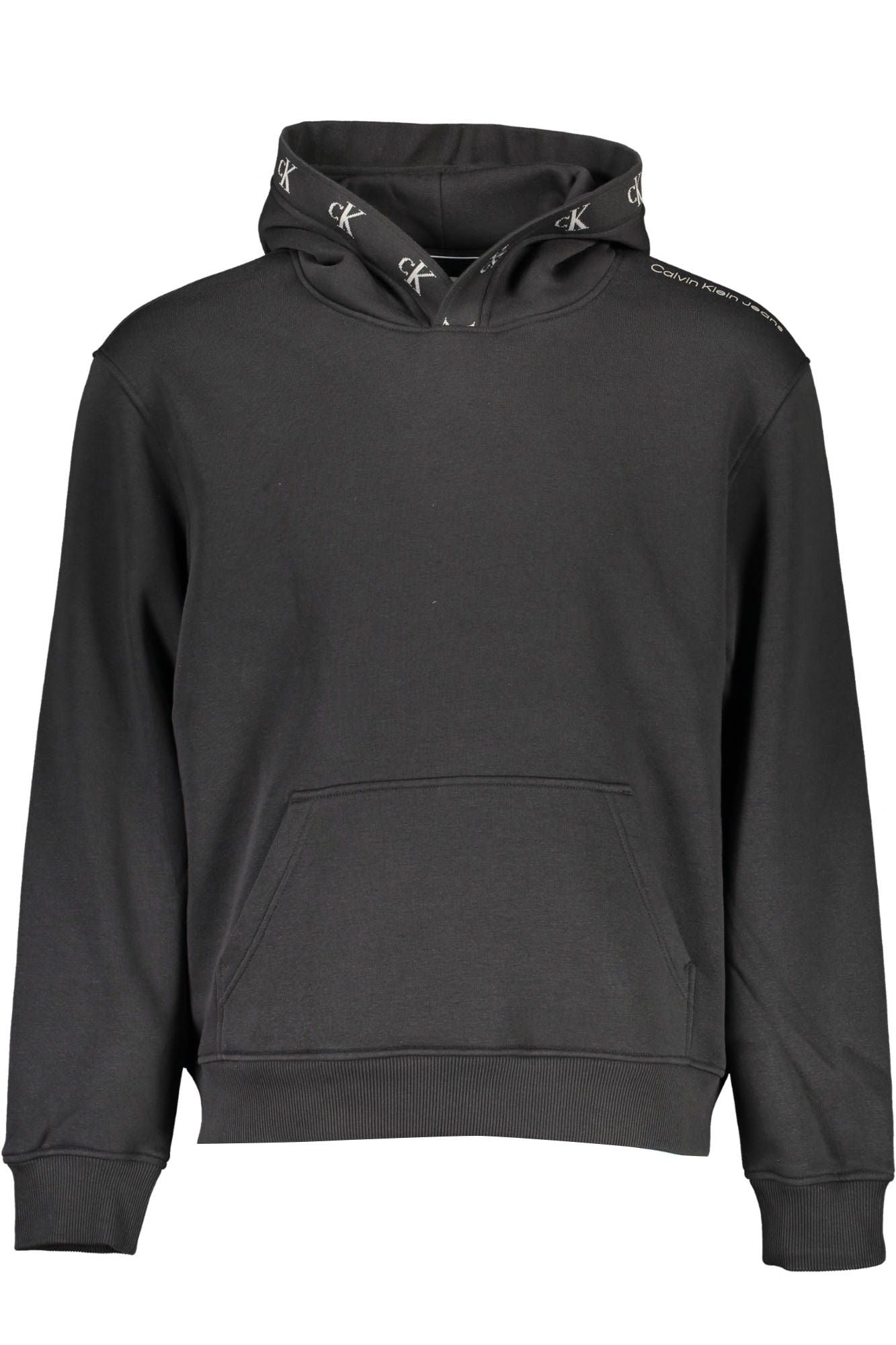 Sleek Black Hooded Sweatshirt with Contrast Details