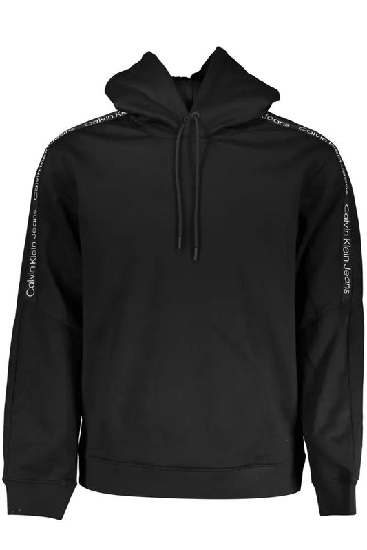 Sleek Black Hooded Fleece Sweatshirt