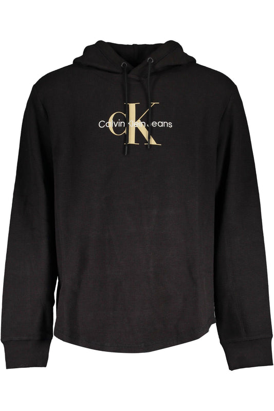 Sleek Black Cotton Hooded Sweatshirt