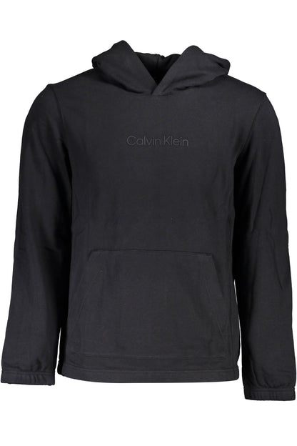 Sleek Black Hooded Sweatshirt with Logo Print