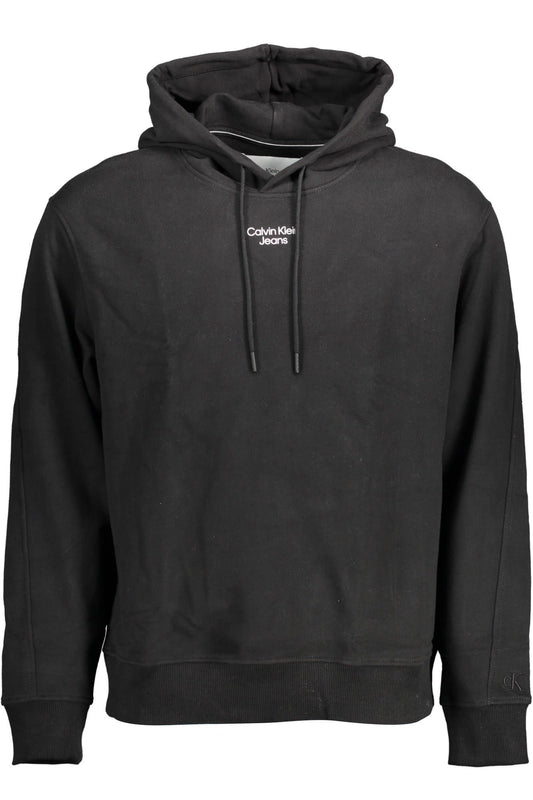 Sleek Black Hooded Sweatshirt with Logo Print