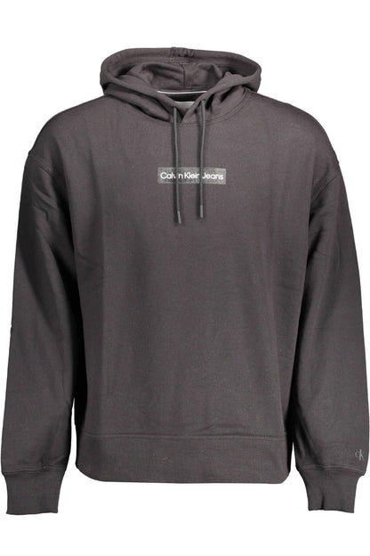 Sleek Black Cotton Hooded Sweatshirt