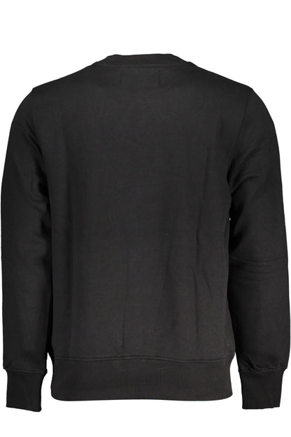 Sleek Black Cotton Sweatshirt with Logo Print