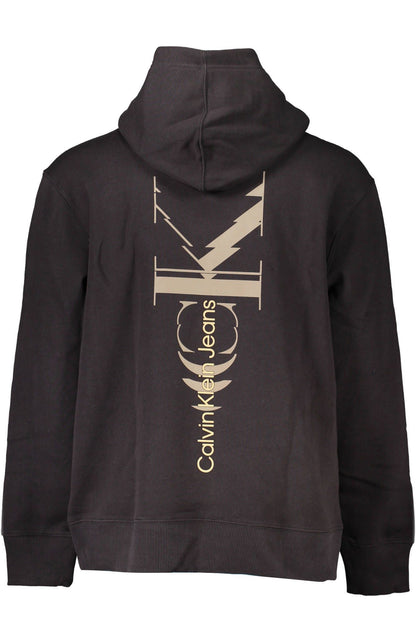 Sleek Black Cotton Hooded Sweatshirt