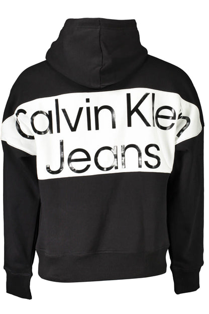 Sleek Black Cotton Hooded Sweatshirt