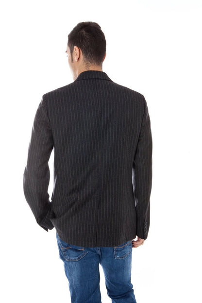 Elegant Gray Woolen Jacket Classic Style