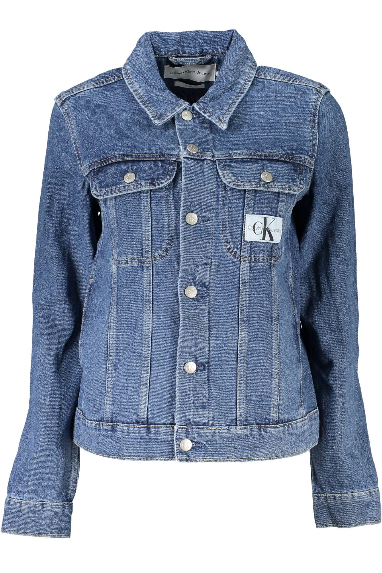 Chic Washed Denim Jacket with Sleek Logo Detailing