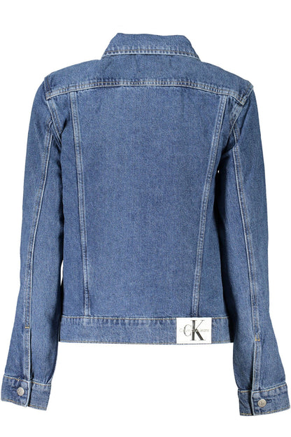 Chic Washed Denim Jacket with Sleek Logo Detailing