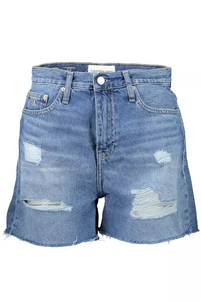 Chic Embroidered Denim Shorts with Worn Detail