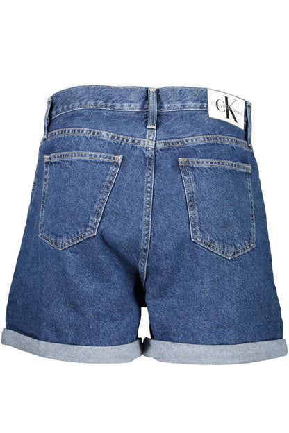 Chic Blue Denim Shorts with Logo Embellishment