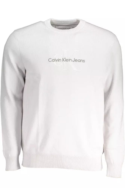 Elegant Gray Embroidered Logo Sweater