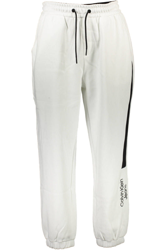 Chic Sporty White Trousers with Embroidery Detail