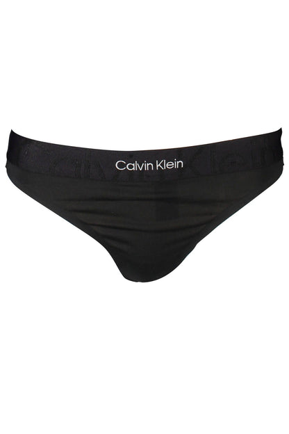 Elegant Black Cotton Thong with Logo Detail