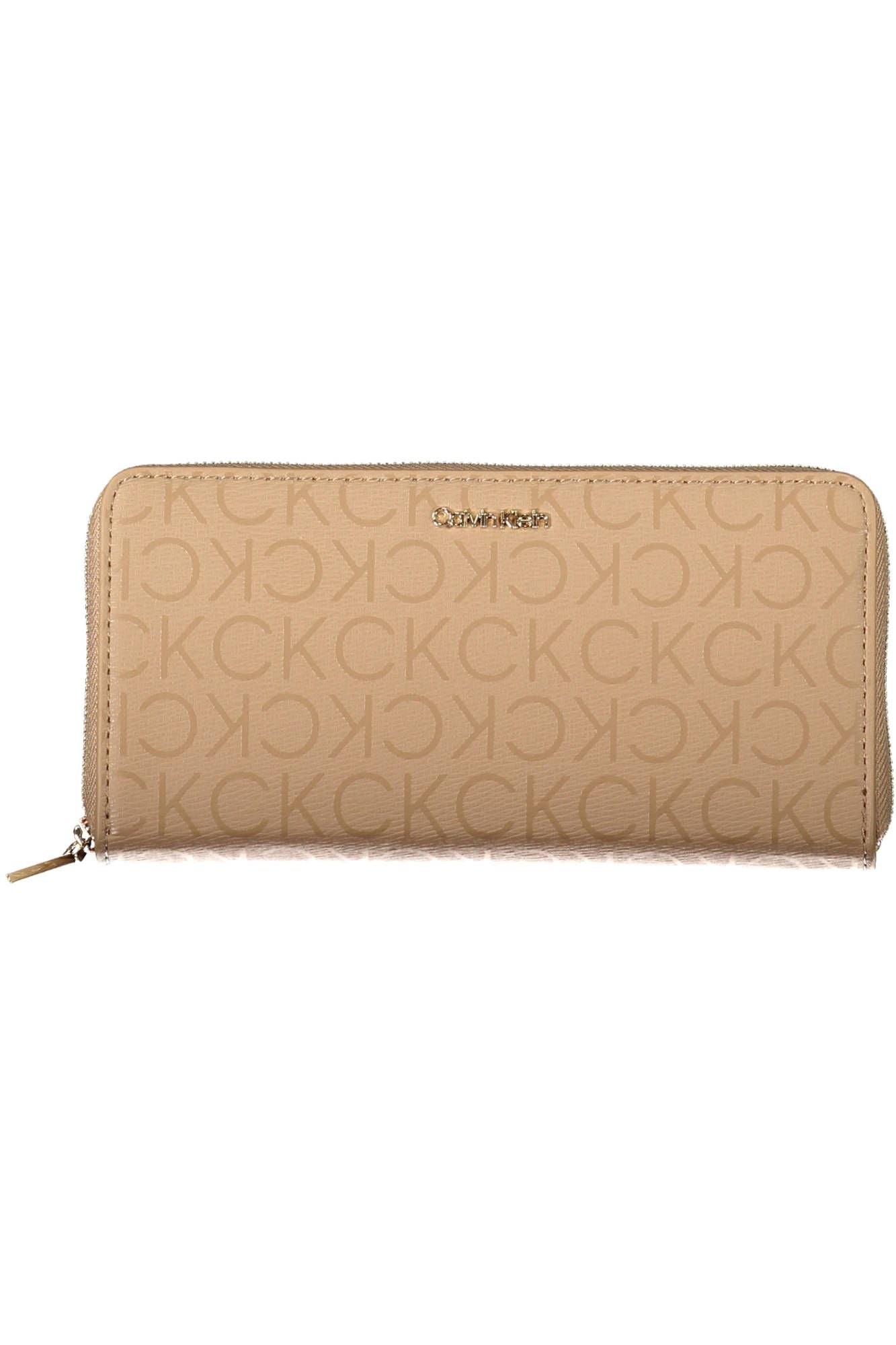 Elegant Beige Wallet with Secure Zip Closure