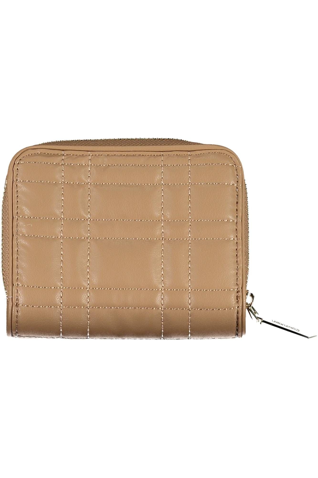 Elegant Beige Zip Wallet with RFID Lock