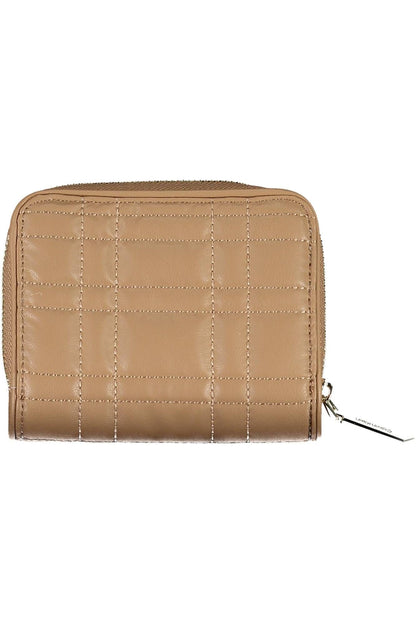 Elegant Beige Zip Wallet with RFID Lock