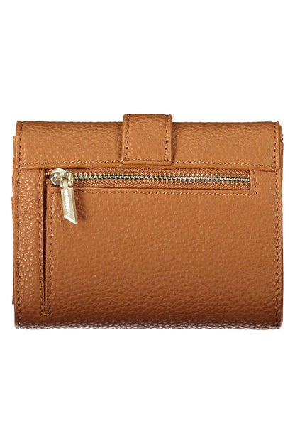 Chic Brown Snap Wallet with Contrasting Details