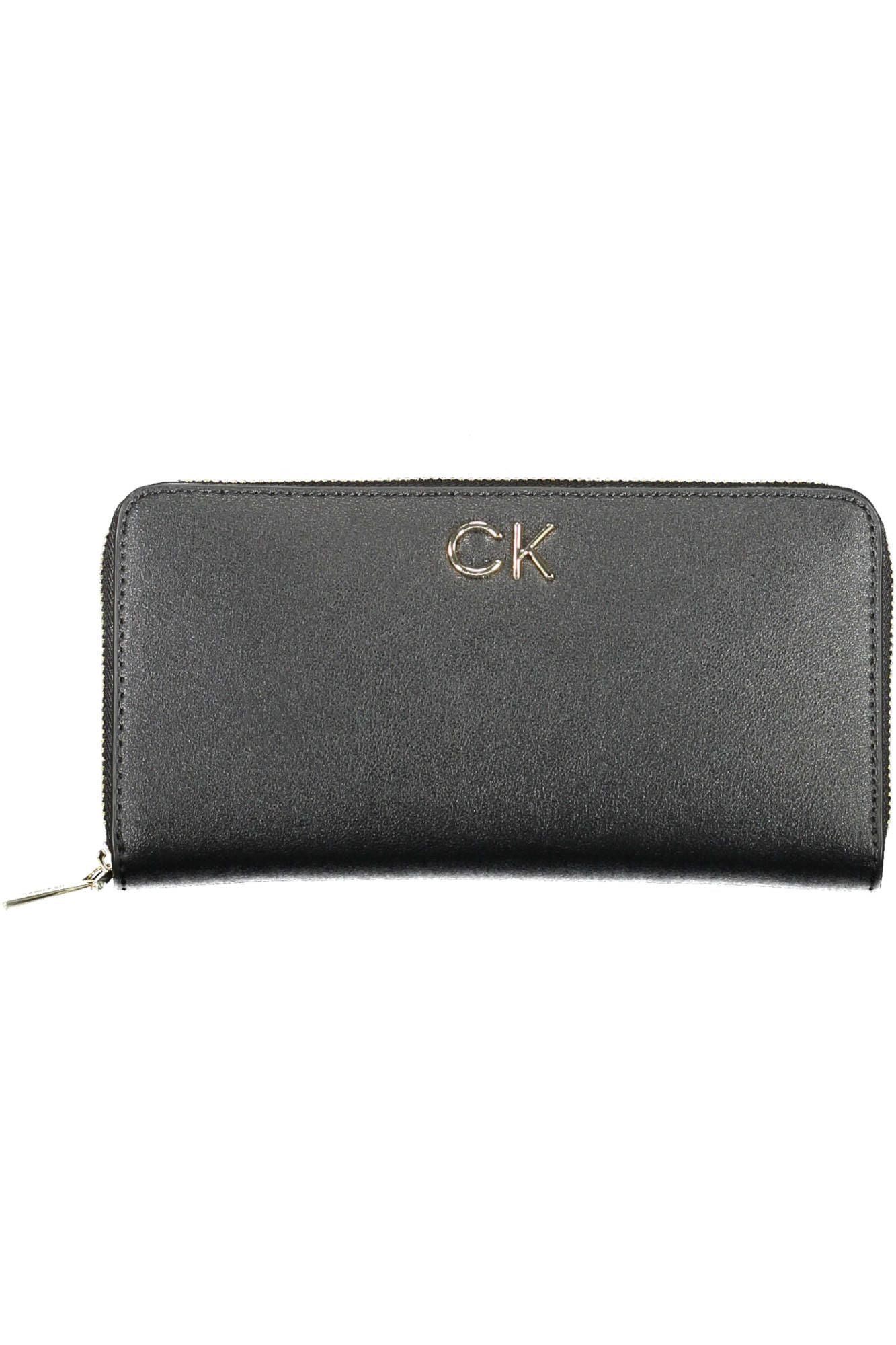 Sleek Black Polyurethane Wallet with Logo