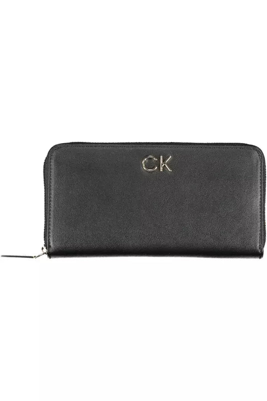 Elegant Black Polyethylene Five-Compartment Wallet