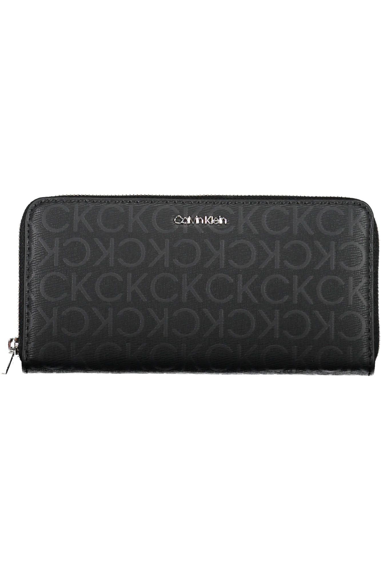 Elegant Black Polyester Wallet with Coin Purse