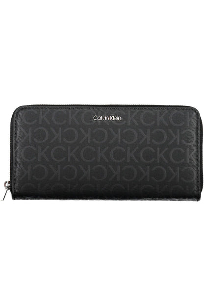 Elegant Black Polyester Wallet with Coin Purse