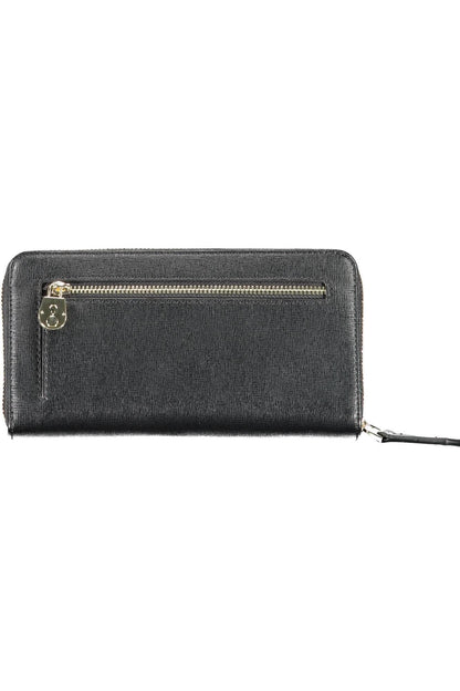 Elegant Black Polyurethane Wallet with RFID Blocking