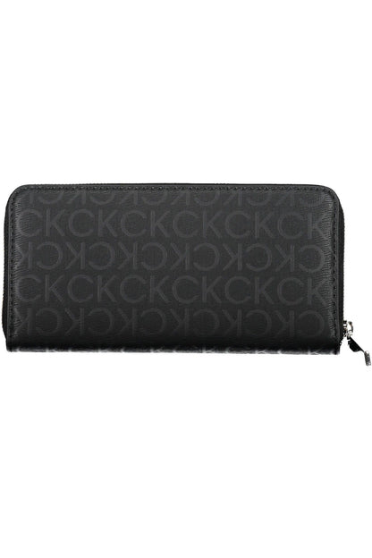 Elegant Black Polyester Wallet with Coin Purse