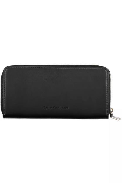 Elegant Black Polyethylene Wallet with Coin Purse