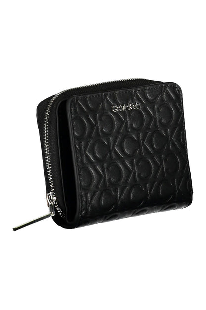 Sleek Black Polyester Wallet with Chic Details