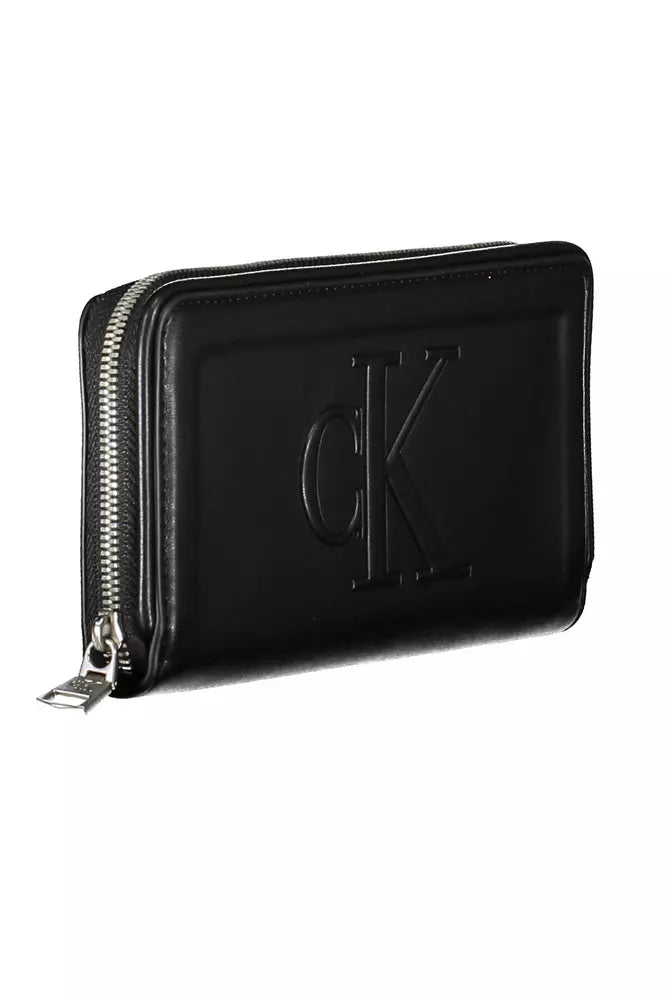 Elegant Black Polyethylene Wallet with Coin Purse