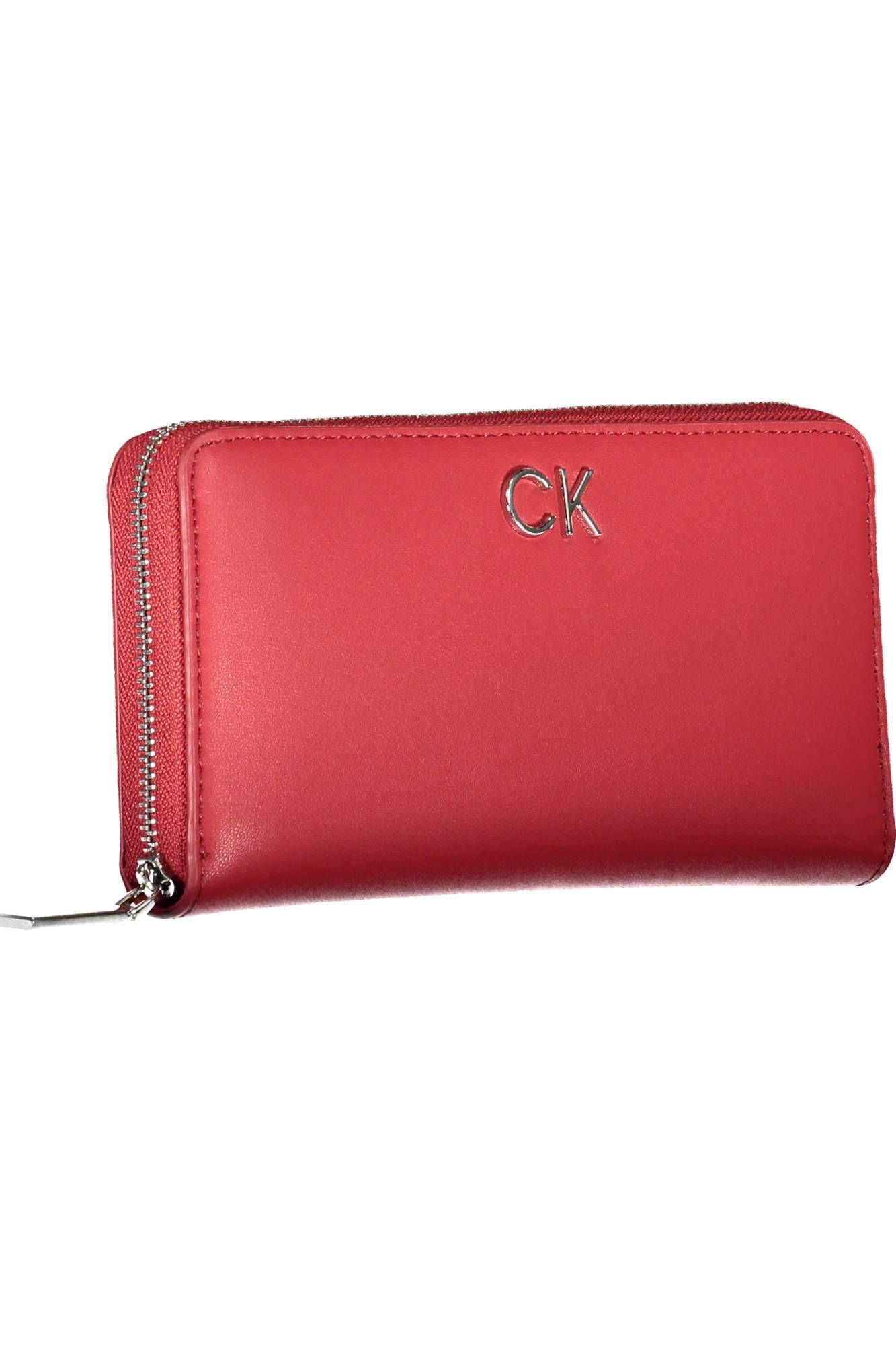 Elegant Red Polyurethane Wallet with Coin Purse