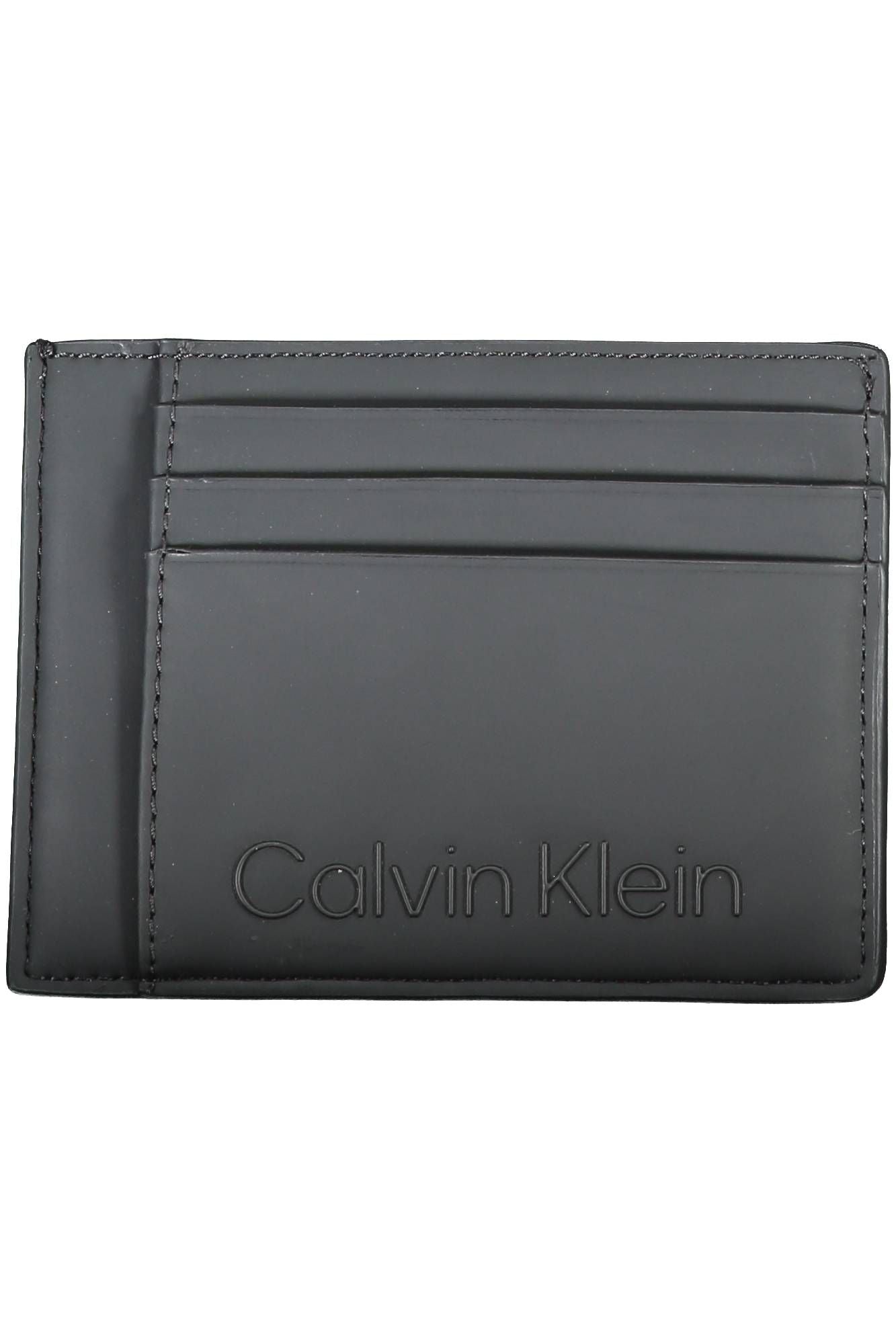 Sleek Black Polyester Card Holder with Zip Coin Pocket