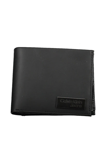 Sleek Black Leather Wallet with Double Card Spaces