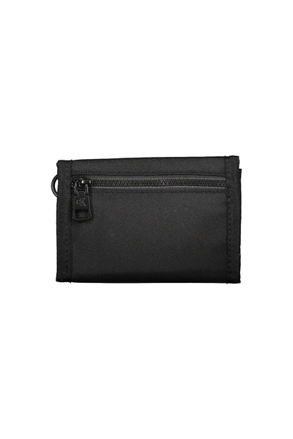 Sleek Black Zip Wallet with Print and Logo Detailing