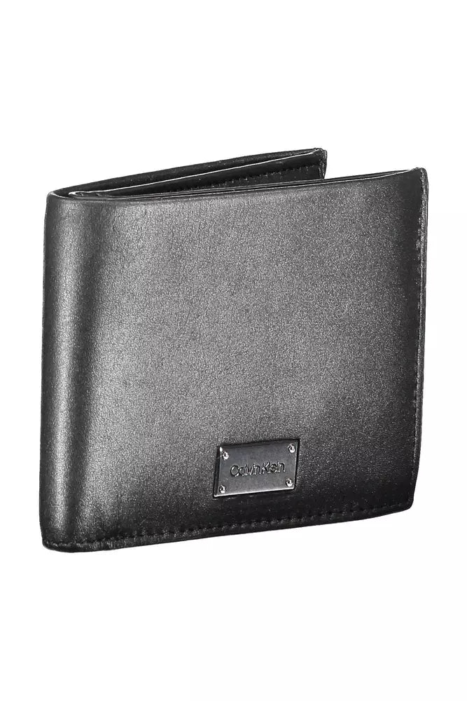 Sleek Black Leather Dual-Compartment Wallet