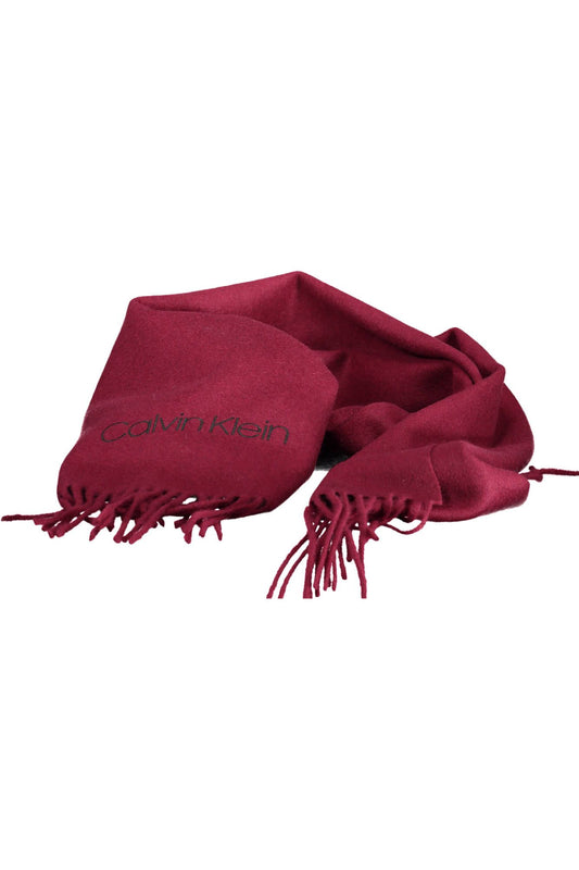 Sumptuous Wool Red Scarf with Contrasting Embroidery