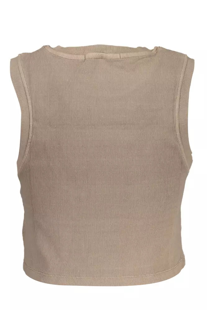 Chic Brown Sleeveless Logo Top