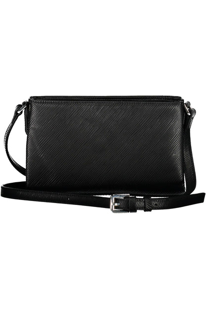 Eco-Chic Black Shoulder Bag with Contrasting Details