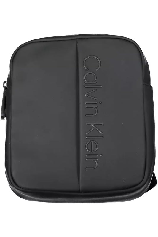 Eco-Chic Black Shoulder Bag with Logo Detail