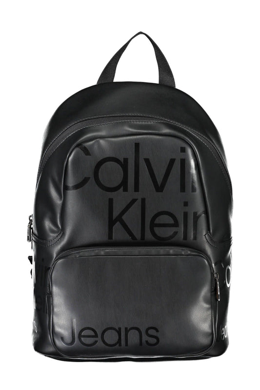 Eco-Elegant Black Backpack with Contrasting Accents