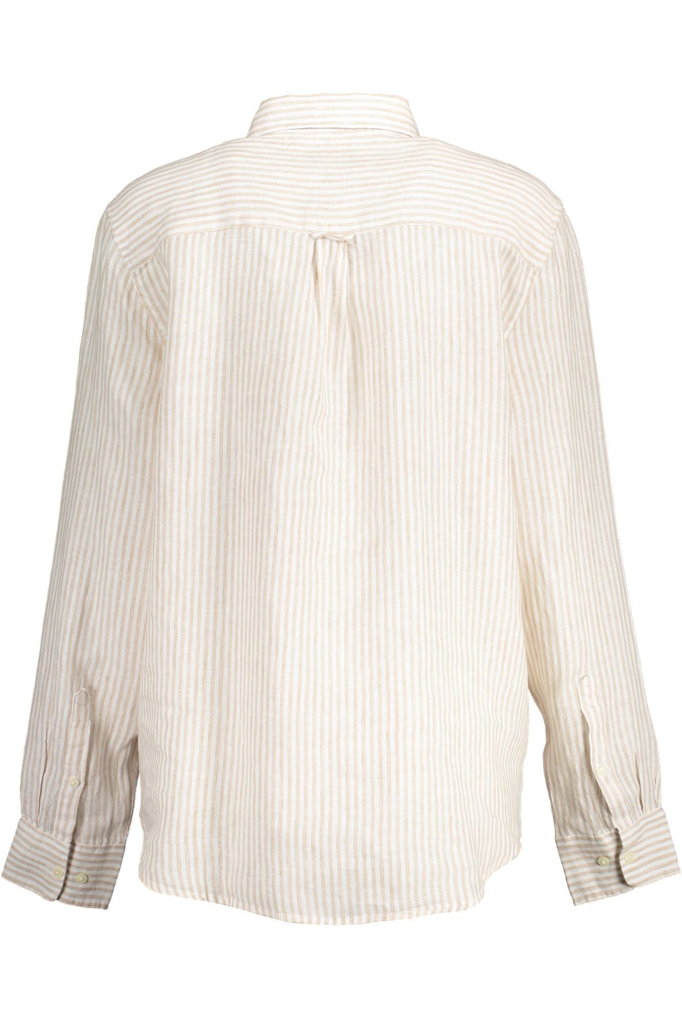 Chic Beige Linen Long-Sleeve Shirt