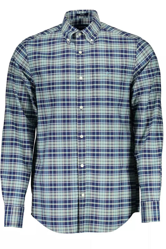 Classic Blue Cotton Button-Down Shirt