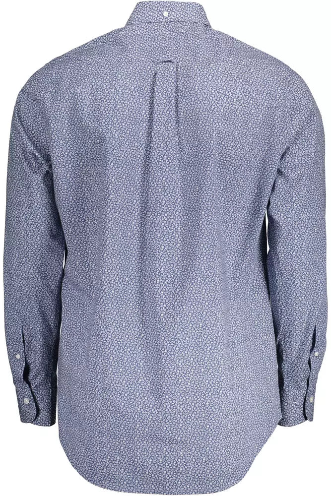 Elegant Blue Long-Sleeved Cotton Shirt