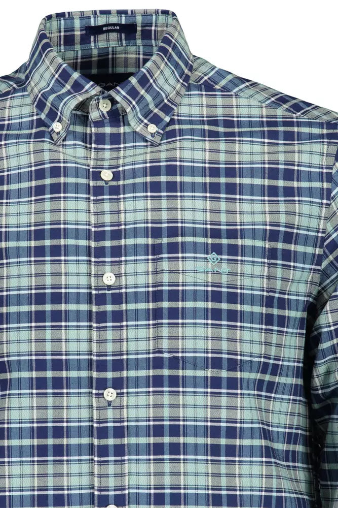 Classic Blue Cotton Button-Down Shirt