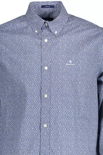 Elegant Blue Long-Sleeved Cotton Shirt