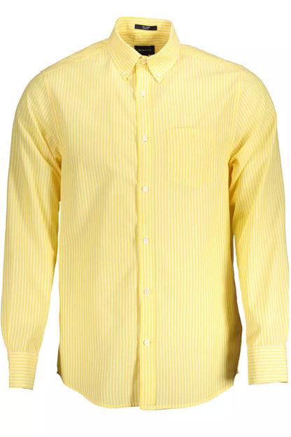 Elegant Yellow Long-Sleeved Button-Down Shirt